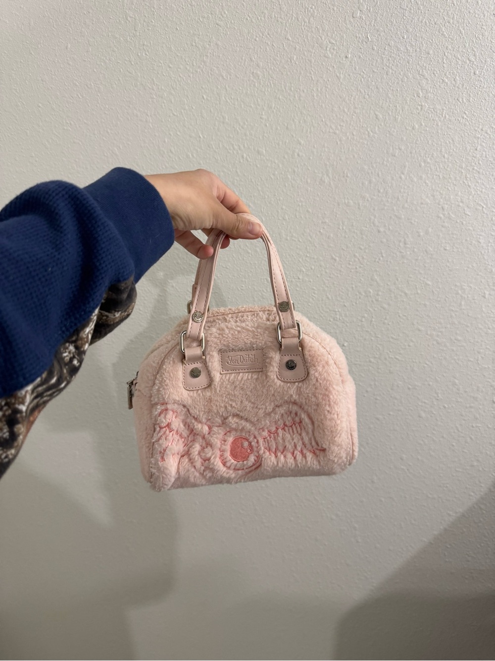 Pink furry Von Dutch bowling bag